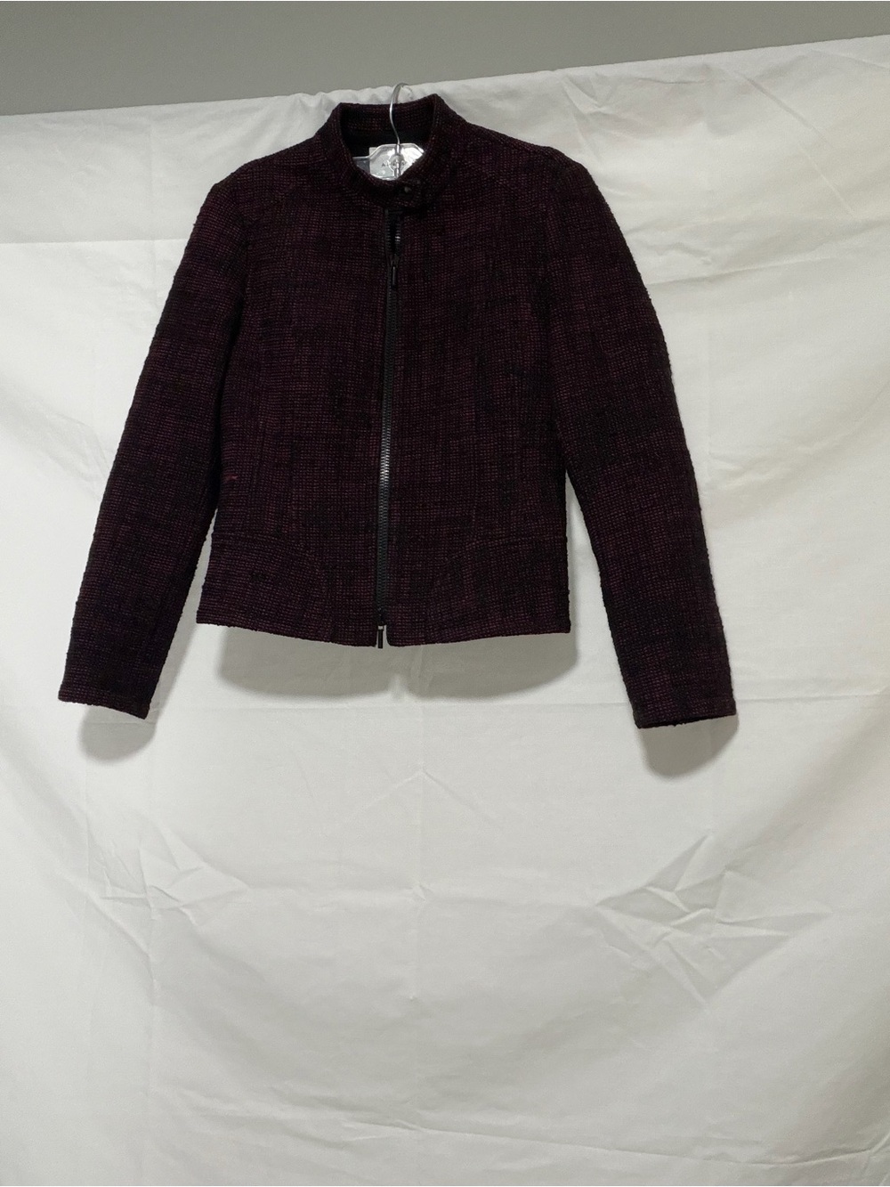 Akris Punto Deep Plum Tweed Zip Jacket